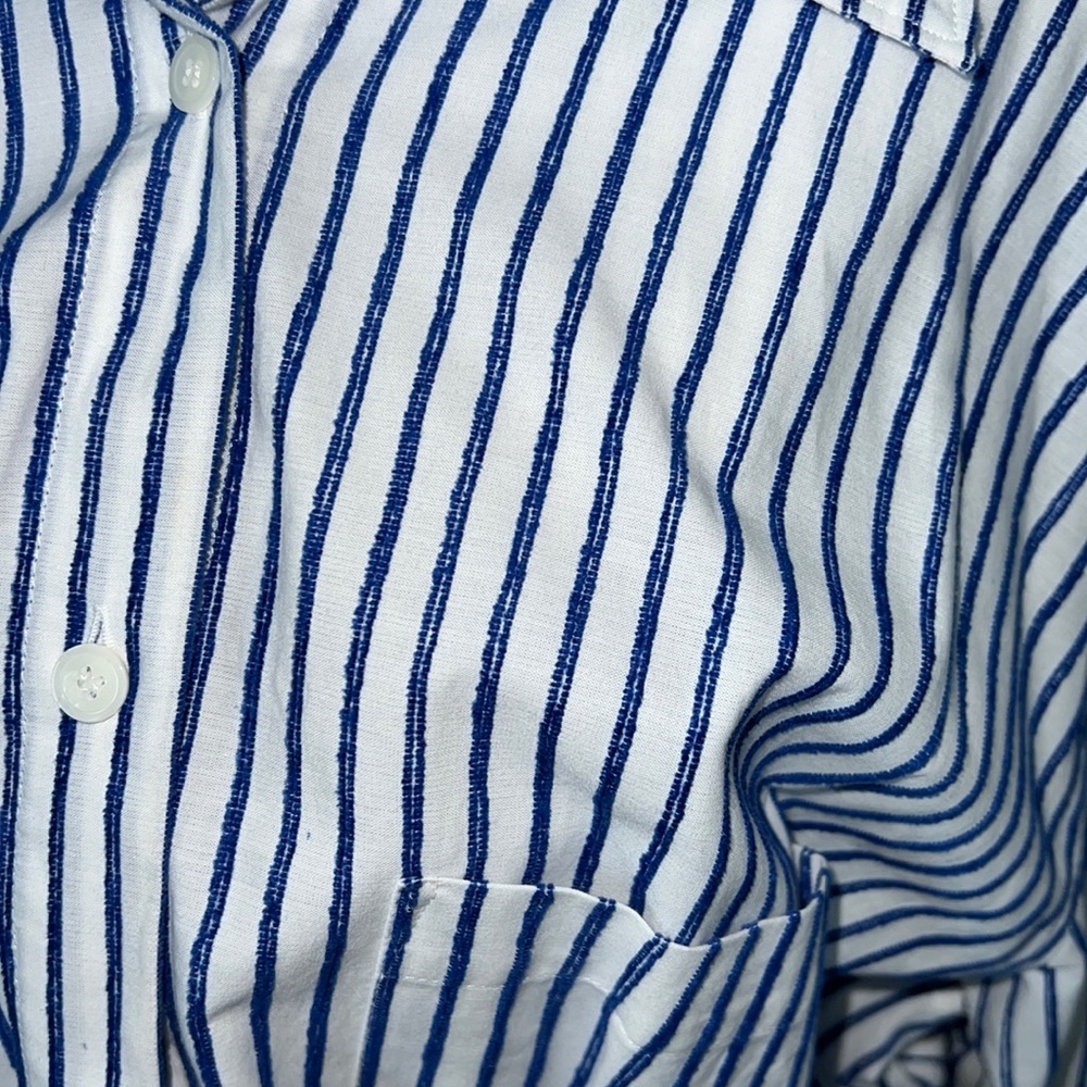 By Any Other Name Long Sleeve Blue & White Striped Midi Shirt Dress Size XL - Picture 2 of 15